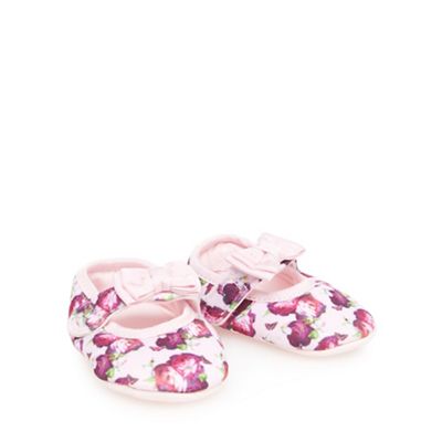 Baby girls' pink floral print shoe slippers